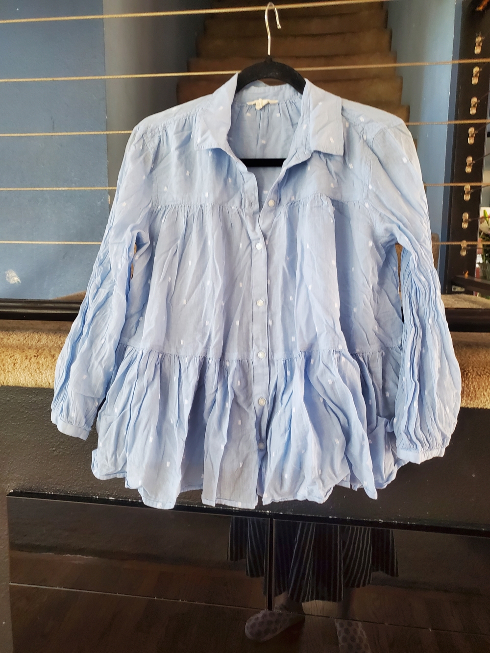 Caslon Light Blue Tiered Button-Front Shirt